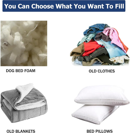 Dog Bed Cover,Waterproof Tough Plastic DIY Pet Bed Cover,Non Stick Hair Easy to Clean Rectangular Fillable Dog Bed Covers with Zipper(Dark Grey,44" L x 32" W x 4" Th,Cover Only)