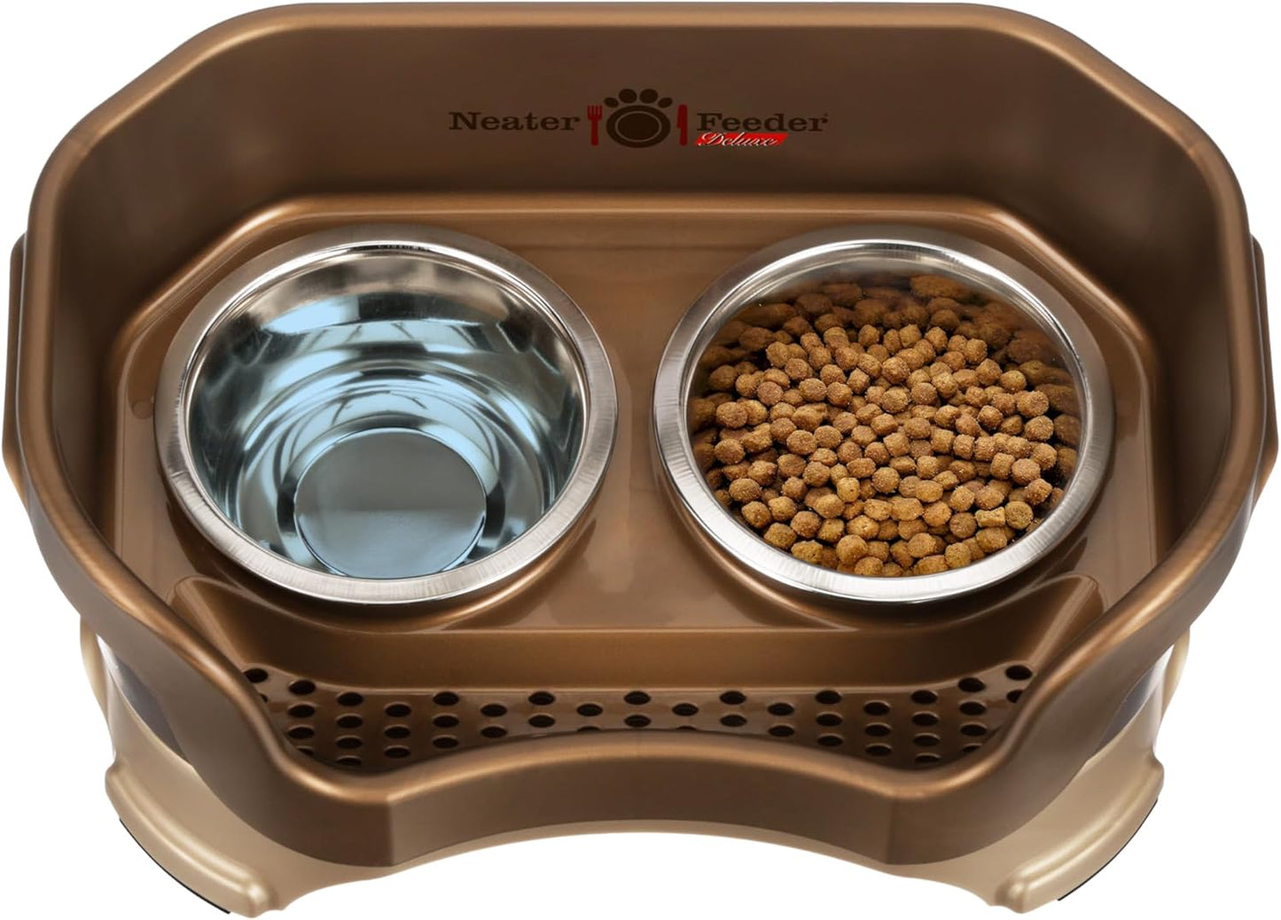 Neater Pet Brands Neater Feeder Deluxe Mess Proof Dog Bowls Elevated for Large Dogs Over 40 lbs, Made in USA, No Spill Raised Dog Food Bowl Stand Feeding Station, Food and Water Bowl Set, Black