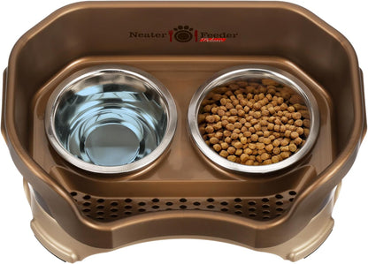 Neater Pet Brands Neater Feeder Deluxe Mess Proof Dog Bowls Elevated for Large Dogs Over 40 lbs, Made in USA, No Spill Raised Dog Food Bowl Stand Feeding Station, Food and Water Bowl Set, Black