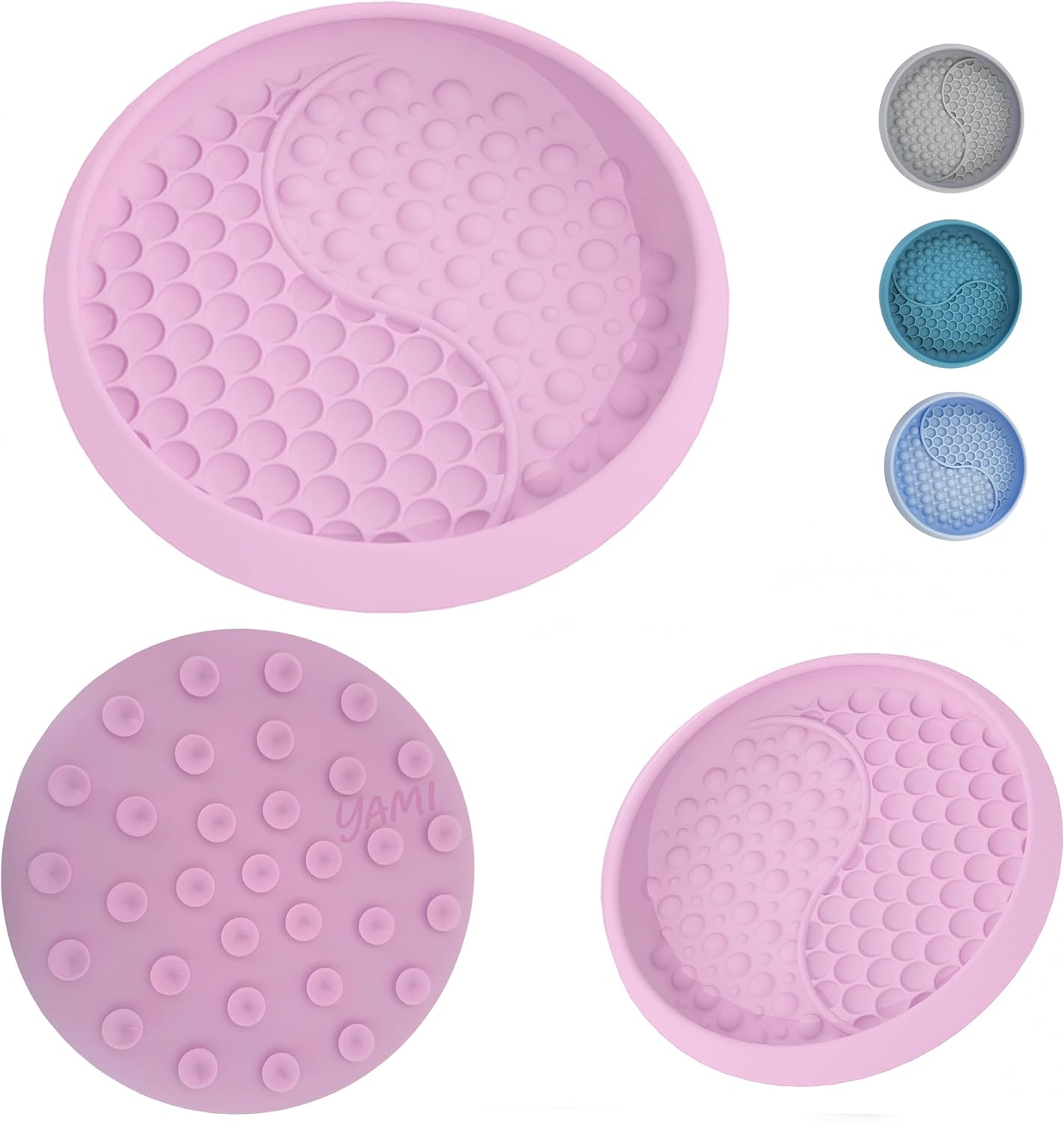 YAMI Dog Lick Bowl, Lick Mat for Dogs, Wet Food Cat Slow Feeder, Freeze Bowl, Enrichment & Puzzle Toy for Anxiety Relief, Food-Grade Silicone, Suction Cups, Dishwasher Fit, for All Breed (Light Gray)