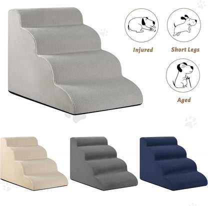 Aodisman 3-Step Dog Ramp and Stairs for Sofa and Chair - Non-Slip Sturdy Pet Steps for Small Dogs and Cats,15.7" H,Grey