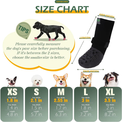 EXPAWLORER Anti Slip Dog Socks to Prevent Licking Paws, Dog Shoes for Hot Pavement Walk, Dog Booties for Hardwood Floors, Dog Boots & Paw Protectors with Grippers for Small Medium Large Senior Dogs M