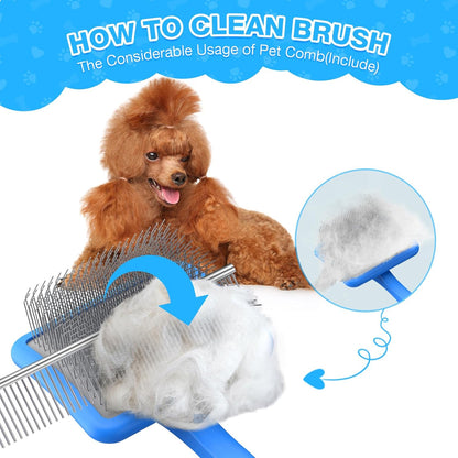 Large Slicker Brush for Dogs,Doodle Brush for Poodles, Goldendoodles, Labradoodle, Extra Long Pins for Detangling Matted Fur & Removing Tangle, Dog Grooming Kit with Wooden Handle. Black