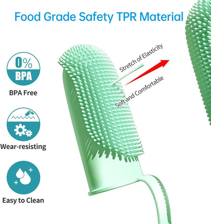 2 Pack Dog Toothbrush, 135ºSurround Bristles for Easy Teeth Cleaning, Double-Finger Toothbrush Dental Care for Puppies, Cats and Medium Pets