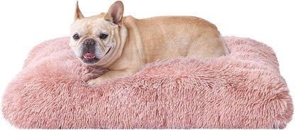 EHEYCIGA Fluffy Dog Crate Bed for Medium Dogs, Plush Faux Fur Crate Pad, Calming Anti Anxiety Medium Dog Bed, Washable Soft Warm Crate Mat with Non-Slip Bottom