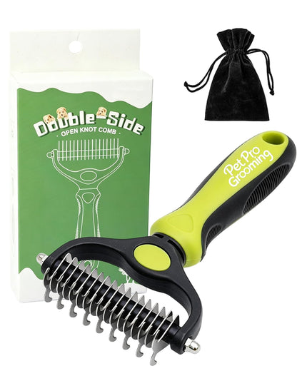 Tool, 2-In-1 Double-Sided Grooming Tool, Deshedding Dog Brush, Pet Shedding Remover Rounded-Tooth Comb For Painlessly Removing Knots And Loose Hair (Blue-Large)