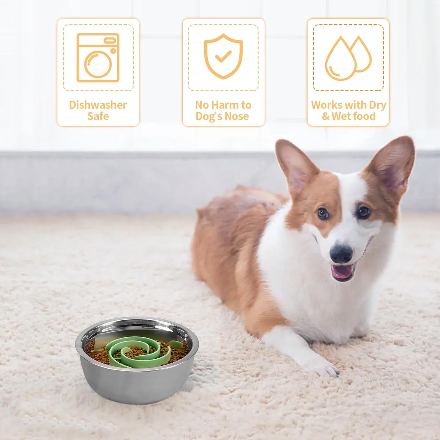 Slow Feeder Dog Bowls Insert, Bestalk Soft Silicone Slow Eating Feeder Insert with Suction Cups for Small, Medium and Large Dogs, Fit into Basic and Elevated Dog Bowls, Dark Blue