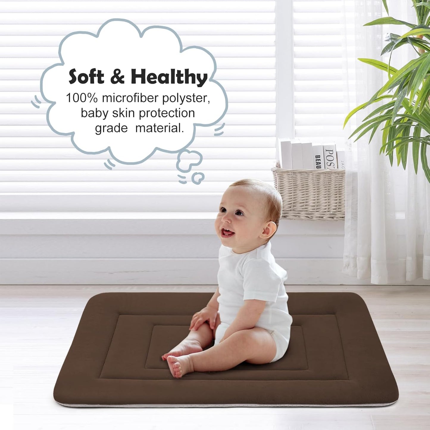 Dog Bed Soft Dog Crate Bed Pad Mat, 42 in Non Slip Bottom Washable Beds for Large Dogs, Pet Bed Mattress Kennel Pad, Dark Gray
