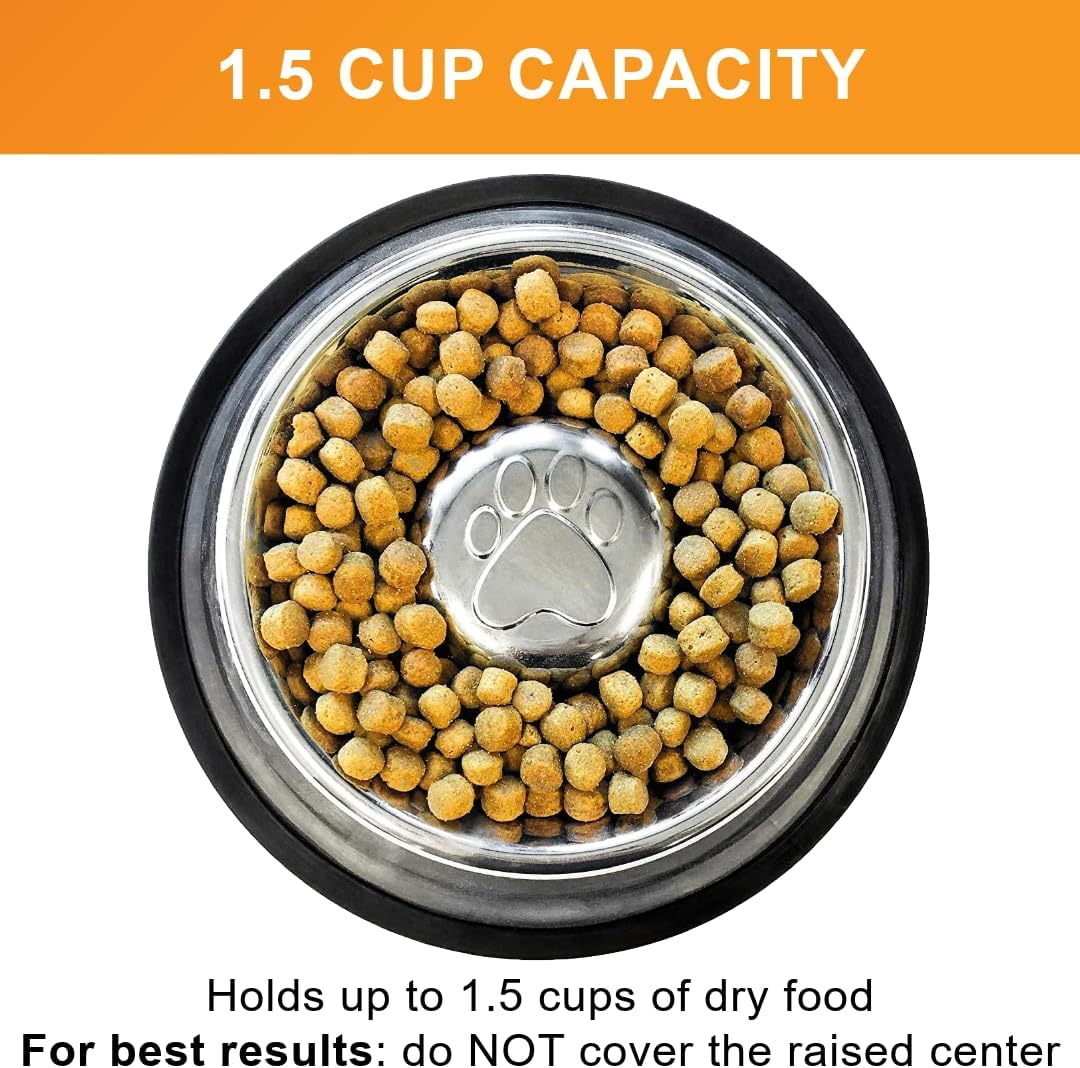 Neater Pet Brands Stainless Steel Slow Feed Dog Bowl for Fast Eating Large Breed, Metal Slow Feeder Dog Bowl Fits in Large Neater Feeders, for Puppy or Dogs (>40 lbs), 3 Cup Food Capacity