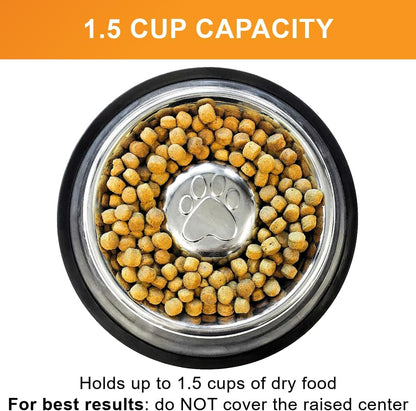 Neater Pet Brands Stainless Steel Slow Feed Dog Bowl for Fast Eating Large Breed, Metal Slow Feeder Dog Bowl Fits in Large Neater Feeders, for Puppy or Dogs (>40 lbs), 3 Cup Food Capacity