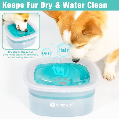 LumoLeaf No Spill Water Bowl for Dogs, Slow Feeder for Messy Drinkers, Drip-Free, Splash-Proof Design (Grey, 35oz)
