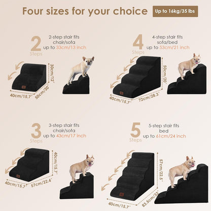 EHEYCIGA Curved Dog Stairs Ramp for High Beds 19.7" H, 4-Step Dog Steps for Small Dogs and Cats, Pet Stairs for High Bed Climbing, Non-Slip Balanced Pet Step Indoor, Grey