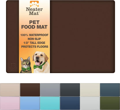Neater Pet Brands Neater Mat Cat & Dog Food Mat, Waterproof & BPA-Free Silicone Placemat with Raised Edge for Under Food and Water Bowls, 19" x 12", Gunmetal Grey