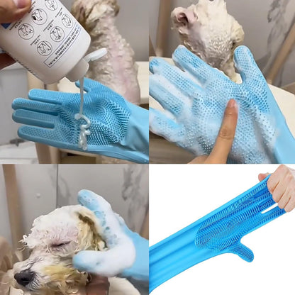 8PCS Dog Bath Supplies Set，Dog Washing Gloves，Shampoo Brush, Shedding Slicker Brush，Complete Pet Grooming Kit for Dog&Cat and Small Animal Grooming(8PCS-Bath-Pink)