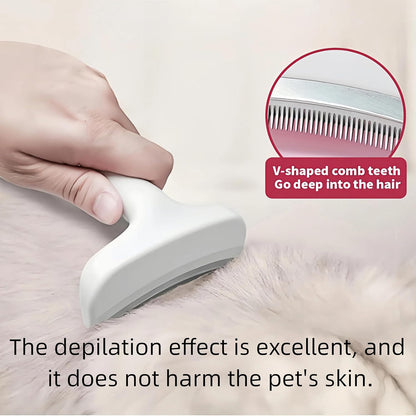 Pink Small Comb for Shedding Dogs & Cats, V-Shape Tight Teeth Deshedding Dog Brush with Ergonomic Design Grip Handle, Pro Pet Combs for Reducing Loose Hair
