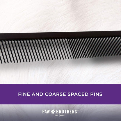 Ryan's Pet Supplies Paw Brothers Greyhound Style Teflon Comb for Dogs, Professional Grade, True Teflon, Fine/Medium, Ergonomic Handle, 7.5 in.