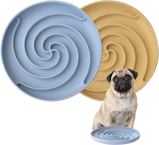 Bifeaw Slow Feeder Dog Bowls, Dishwasher Microwave Safe Silicone Puppy Puzzle Bowl with Non-Slip Design for Eating (Grey Green)
