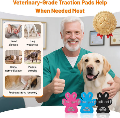 Dog Paw Protector Anti-Slip Pads, Toe Grips for Senior Dogs to Prevent Slipping on Hardwood Floors, Stronger Self-Adhesive Paw Pad Provide Traction for Elderly, Injured Pets (12 Sets - 48Pads, XL)