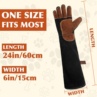 HANDLANDY Animal Handling Gloves, Bite-Proof, Scratch-Resistant, Pet Gloves for Dogs, Cats, Falconry, Gardening