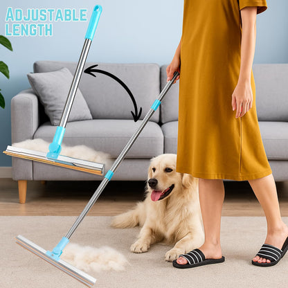 Carpet Rake for Pet Hair Removal Tool 5-in-1 Set Includes Retractable Carpet Rake, Grooming Brush, Hair Scraper, Hooks & Lint Removers for Carpets, Rugs, Furniture & Car Interiors