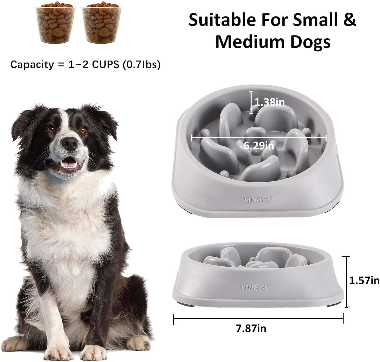YINEYA Slow Feeder Dog Bowls, Pet Supplies that Slow Down Eating, Pet Food Bowls, Maze Dog Puzzle Feeder for Medium Breed