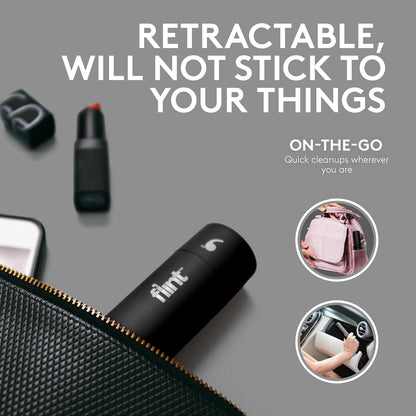 Flint Rose Gold Retractable Mini Lint Roller with 90 Extra Sticky Sheets, Small and Portable Lint Roller, Ideal Pet Hair Remover, Travel Lint Rollers for pet Hair Extra Sticky