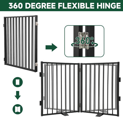 Snagle Paw Full Metal Freestanding Dog Gate,Indoor Dog Gate with Floor Protect Support Feet, 40x24 Inches Foldable Dogs Barrier for Stairs, Hallways and Doorways (24'' H 2 Panel, White