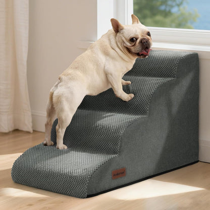 Aodisman Dog Ramp and Stairs for Small Dogs & Cats,3-Step Pet Stairs for Couch Sofa and Chair,Indoor Anti-Slip Dog Stairs for Old Cats and Puppy,Beige