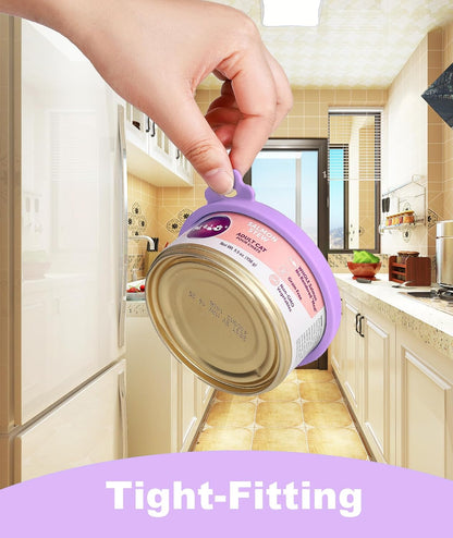 COMTIM Cat Food Can Covers Lids for 5.5 oz Cans, 2 Pack Silicone Cat Food Can Lids for 5.5 oz 5.3 oz Cans...Pet Food Can Covers Reusable Can Toppers Savers for Wet Food