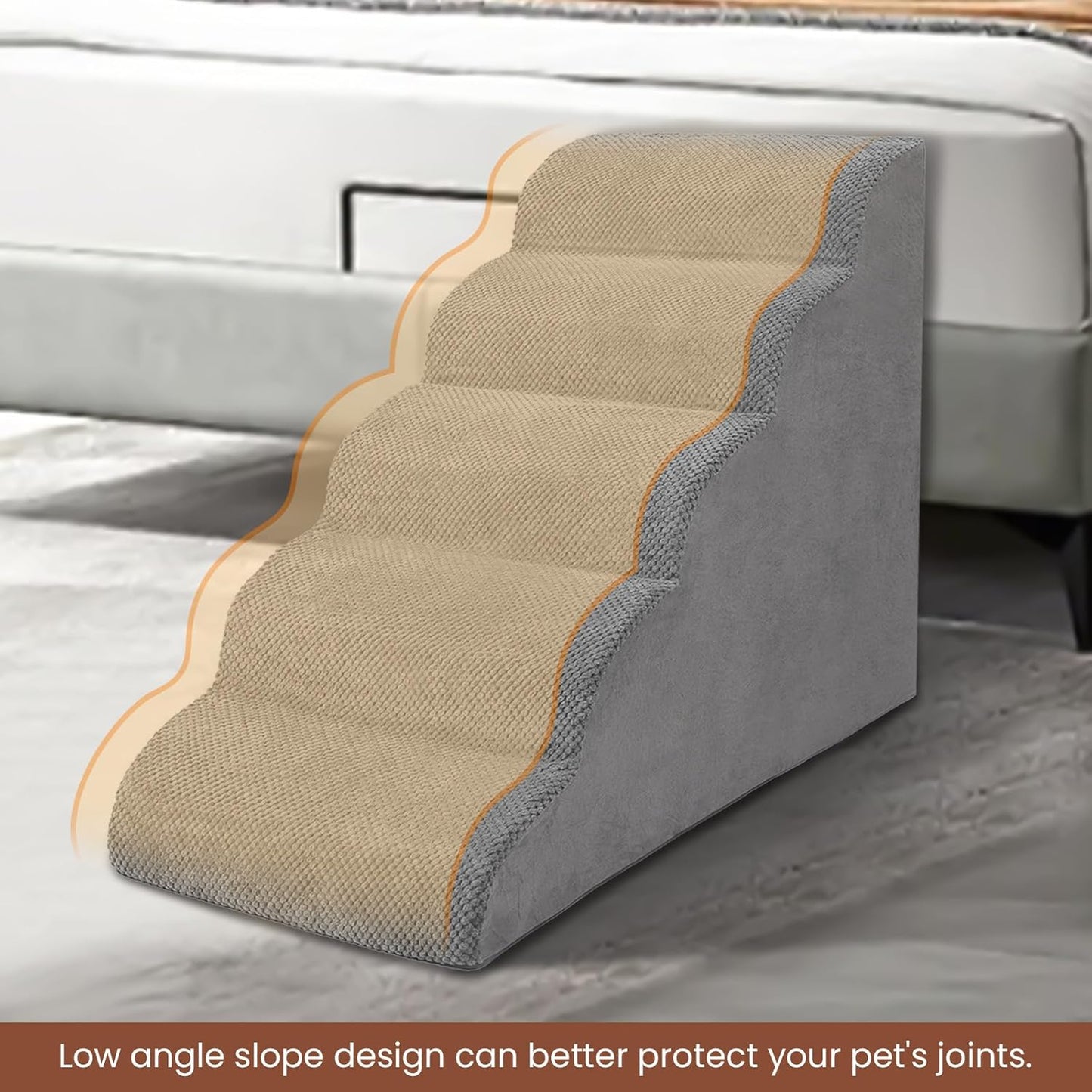 Dog Stairs for Small Dogs, 3 Tiers High Density Foam Dog Ramp, Extra Wide Non-Slip Pet Steps for High Beds Or Couch, Soft Foam Doggie Ladder for Dogs Injured, Older Pets, Small Cats