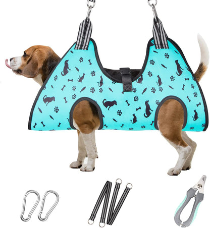 ATESON Pet Grooming Hammock with Nail Clippers/Nail Trimmers/Grooming Scissors, Dog Grooming Harness for Nail Trimming, Pet Grooming Sling Helper
