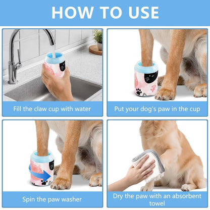 Dog Paw Cleaner Cups for Dogs Pet Foot Washer Paw Scrubber for Medium Small Dogs Cats Cleaning Cup Cute Yellow Fiesta Guitars Cacti and Ethnic Birds