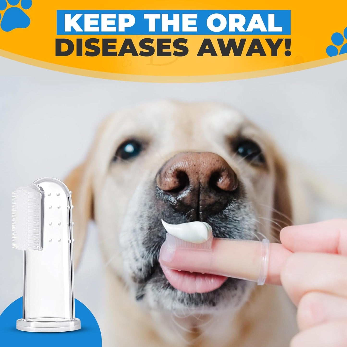 Dog Toothbrush Kit with Travel Cases – 4 Silicone Finger Toothbrushes for Dogs & Cats – Pet Dental Care, Dog Teeth Cleaning, Plaque & Tartar Control (Dog Toothbrush Kit + Dental Chew Toy)