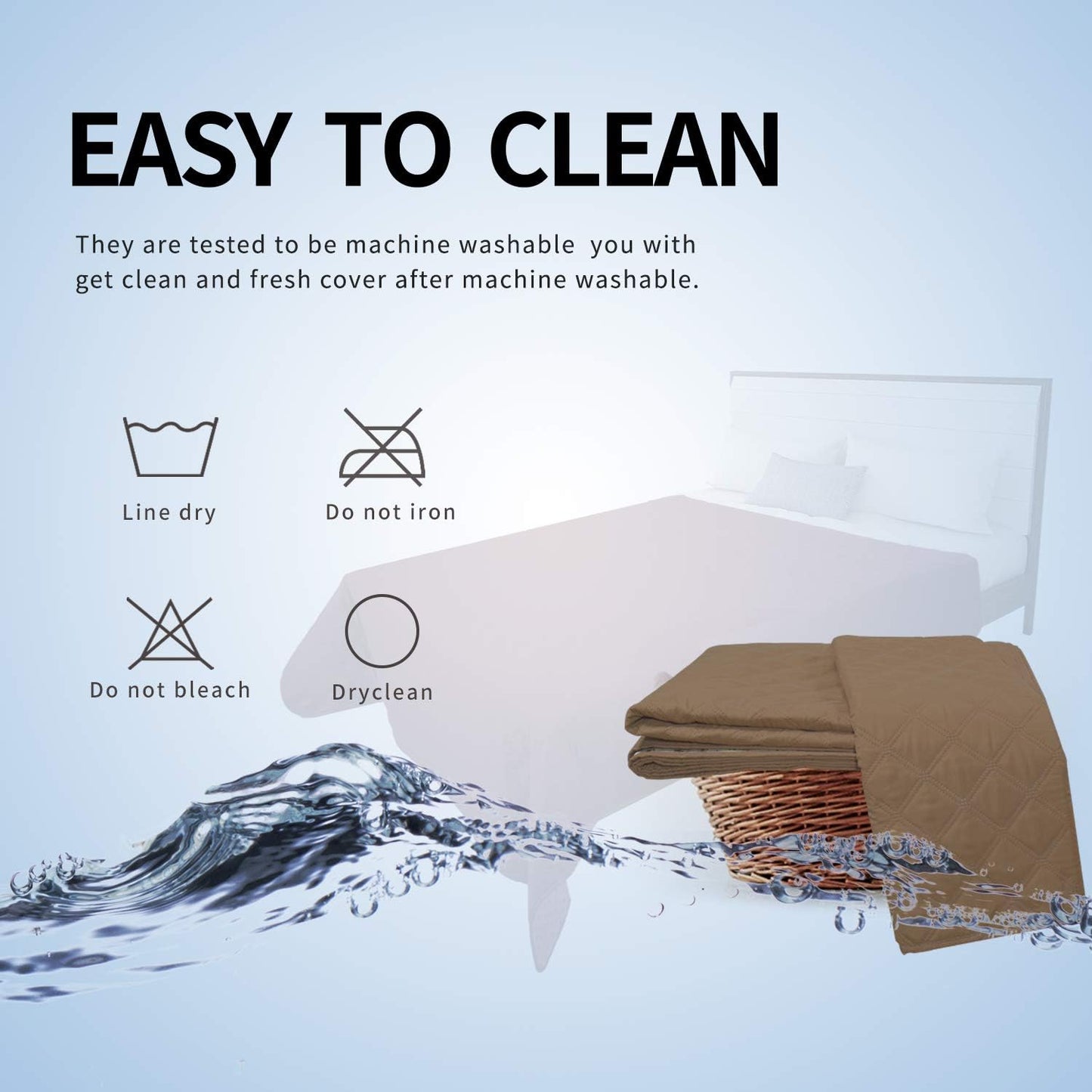 Easy-Going 100% Waterproof Dog Bed Cover, Non-Slip Pet Blanket for Furniture, Washable Couch Cover, Repleasement Sofa Cover (68x82 in,Gray)