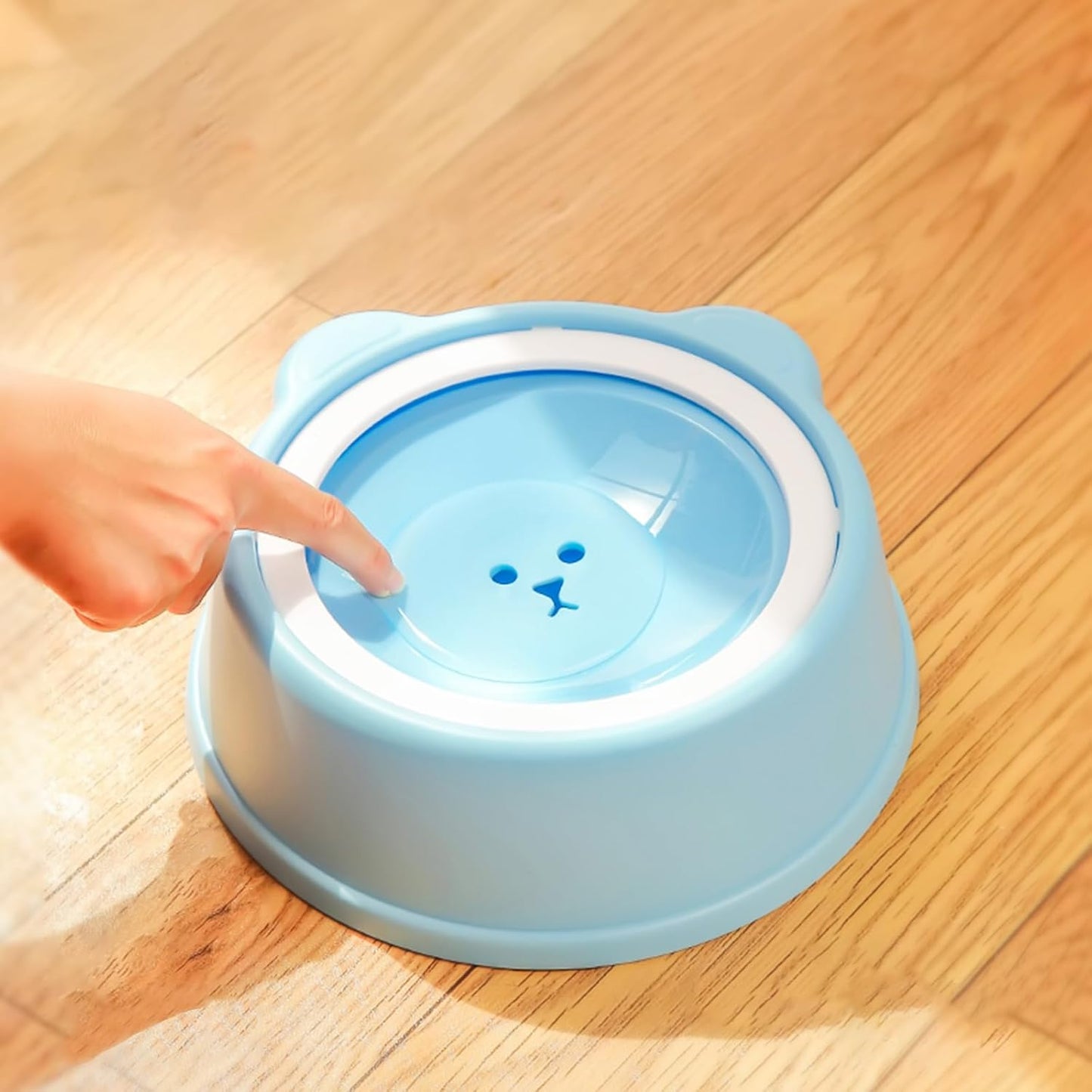 No-Spill Dog Water Bowl for Large Medium Small Dogs and Cats - Anti-Splash Pet Bowl with Floating Disk & Non-Skid Base, 34oz/1L Large Capacity (Blue)
