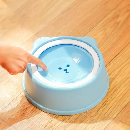 No-Spill Dog Water Bowl for Large Medium Small Dogs and Cats - Anti-Splash Pet Bowl with Floating Disk & Non-Skid Base, 34oz/1L Large Capacity (Blue)