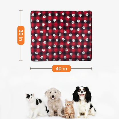 Waterproof Dog Blankets Pet Blanket 50"x60", Soft Fluffy Sofa Car Bed Protector, Reversible Sherpa Fleece Dog Blanket for Large Dogs (Dark Grey-Paws)