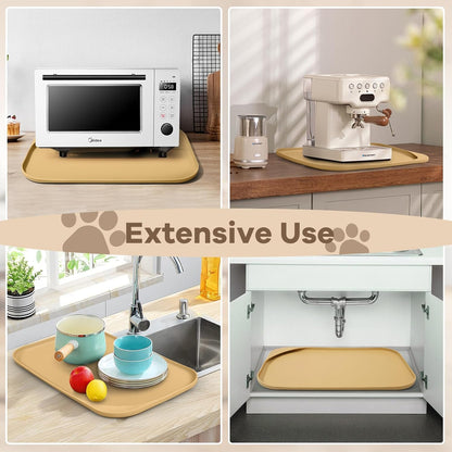 Smilool Silicone Pet Food Mat with Raised Edge for Food and Water Bowl, Dog Feeding Mats, Cat Food Trays for Floor Waterproof, Rubber Tray for Dogs and Cats, 19 x 12 x 0.7 Dark Brown