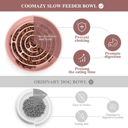 Coomazy Extra Large Slow Feeder Bowl, Silicone Dog Bowl with Suction Cups, Slow Feeder & Non-Slip Design, Boredom and Anxiety Reducer, Suitable for Large Dogs, Avocado Green, 5 Cup