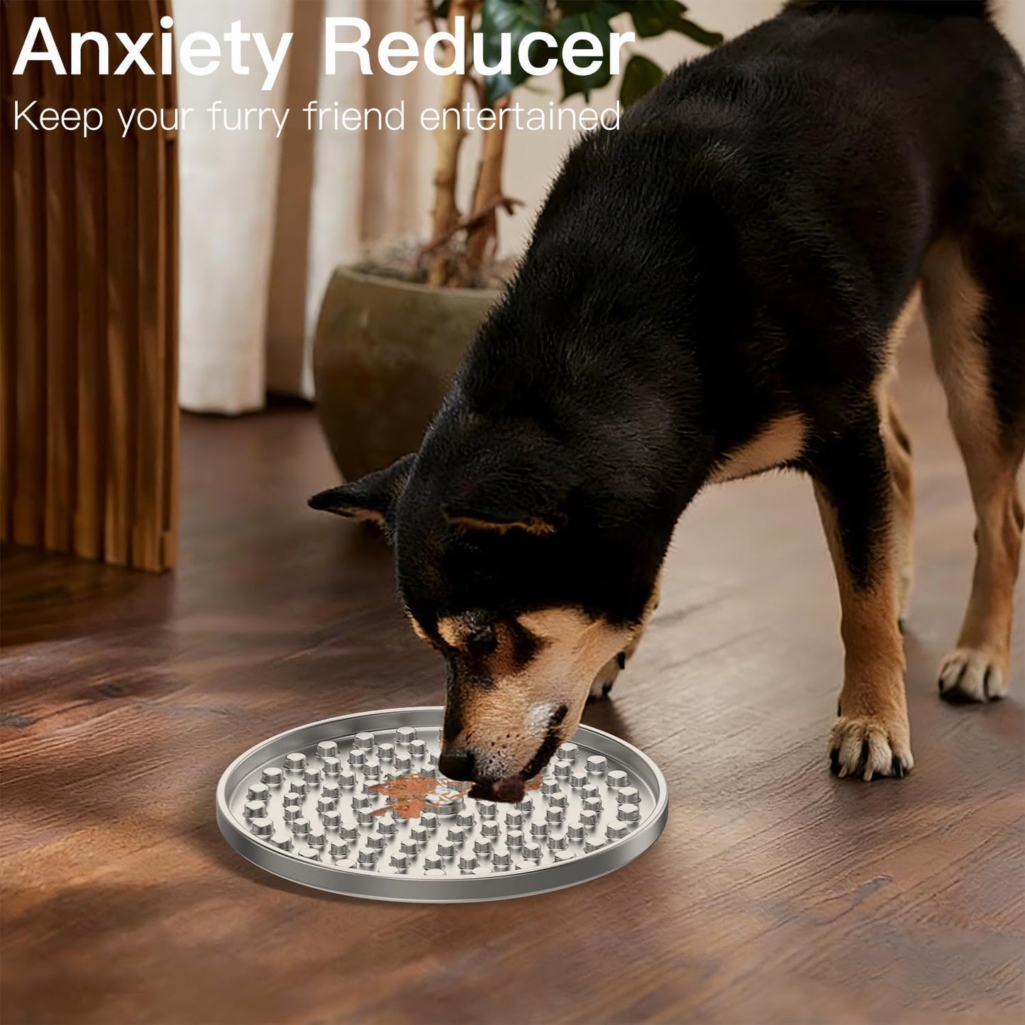 1Pack Stainless Steel Large Lick Mat for Dogs & Cats, Chew-Proof Slow Feeder, Anxiety Reducer, Whisker-Friendly for Cats, Non-Slip Heavy Duty Base, Raw Feeding Pad, Dishwasher Safe