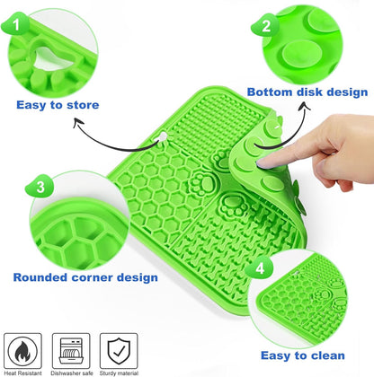 Lick Mat for Dogs, Dog Lick Mat with Suction Cups, Pet Food Mats and Slow Feeder Cat Bowl for Dog Anxiety Relief Pet Enrichment Toys for Bathing Station and Cat Grooming 2 Pack (Blue & Orange)