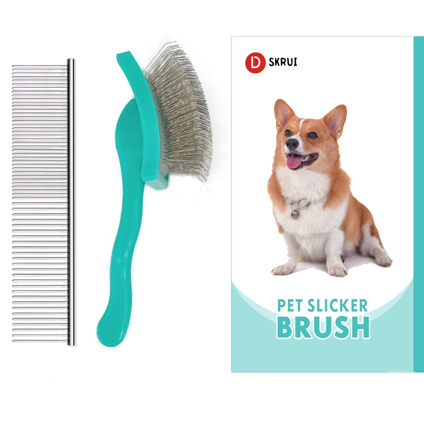 Dog Brush For Long Haired Dogs Poodles-Dog brushes for grooming&shedding-Large Firm Slicker Brush for Goldendoodles-With Soft Massage Grooming Stainless Steel Pins, Pet Grooming Wire Brush-25mm(1")