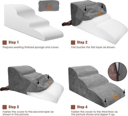 Replacement Waterproof Cover for Topmart Extended Foam Dog Ramp&Steps 3 Tiers, 33.1" L*15.7" W*15.7" H