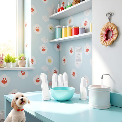 10Pcs White Dog Finger Toothbrush Food Grade Soft Bristles Pet Toothbrush, Soft Silicone Cat Toothbrush Washable and Comfortable Dog Toothbrushes