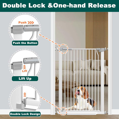 Fairy Baby 40.5" Extra Tall Baby Gate for Stairs, Fits Openings of 40.6" to 54.7" Wide, Extra Wide Dog Gate Indoor, Pressure Mounted Walk Thru Swing Auto Close Metal Puppy Barrier for Doorway, Black