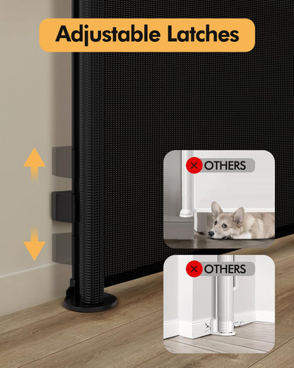 Retractable Baby Gate for Stairs & Doorways, 55" Wide x 33.6" Tall Easy Installation Mesh Dog Gate for Indoor & Outdoor Use,Pet and Dog Safety Gate for Hallways(Grey)