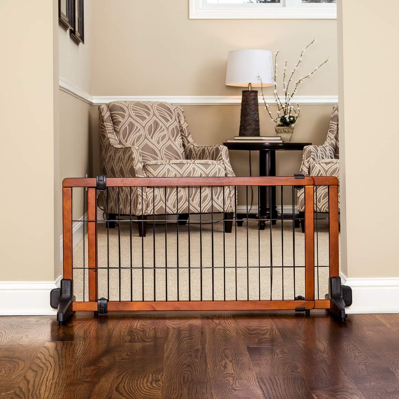 Carlson 41"-70" Super Wide Dog Gate, Premium Wooden Adjustable Freestanding Pet Gate for Doorways & Hallways