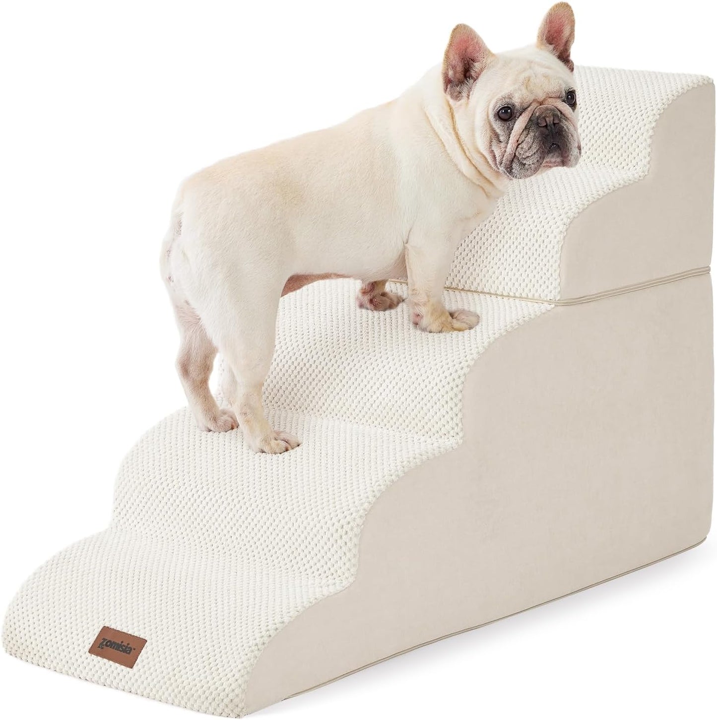 ZOMISIA Dog Stairs Ramp for High Beds Up to 25" - 5 Step Pet Stairs for Small to Large Dogs, 35D Foam Dog Steps for Couch with Non-Slip Bottom Grey