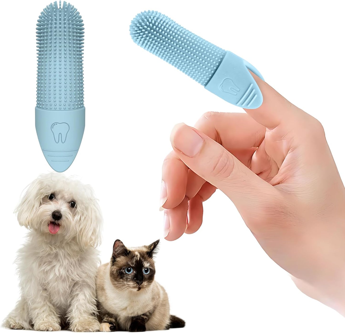 Jack & Milo 2-Pack Soft Silicone Pet Toothbrush – Gentle Finger Toothbrush for Small Dogs, Puppies & Cats – Safe Oral Care for Baby Pets – Promotes Healthy Teeth & Gums – Blue & Green