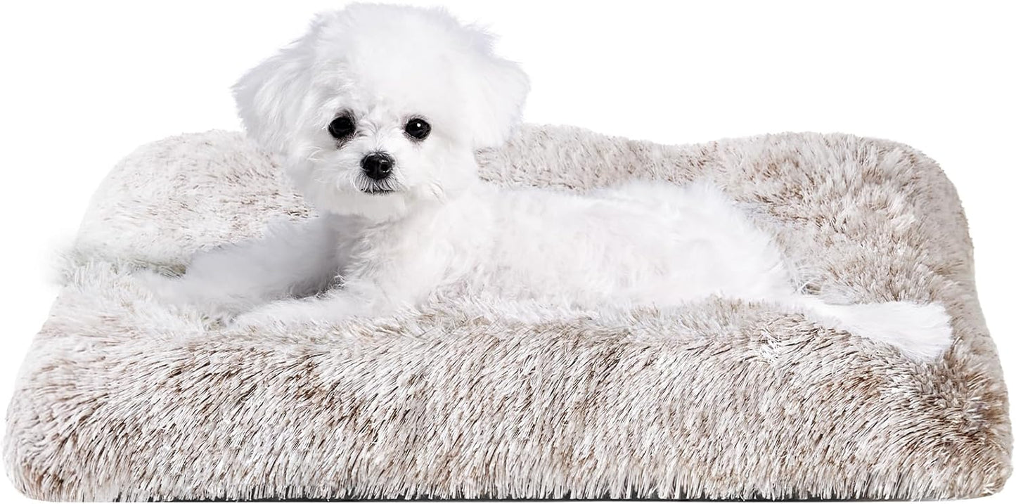 EHEYCIGA Fluffy Dog Crate Bed for Medium Dogs, Plush Faux Fur Crate Pad, Calming Anti Anxiety Medium Dog Bed, Washable Soft Warm Crate Mat with Non-Slip Bottom
